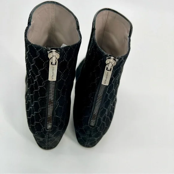 Aquatalia Women Suede Leather Chelsea Boots Black Wedge Heels Booties Size 8.5 - Picture 7 of 10